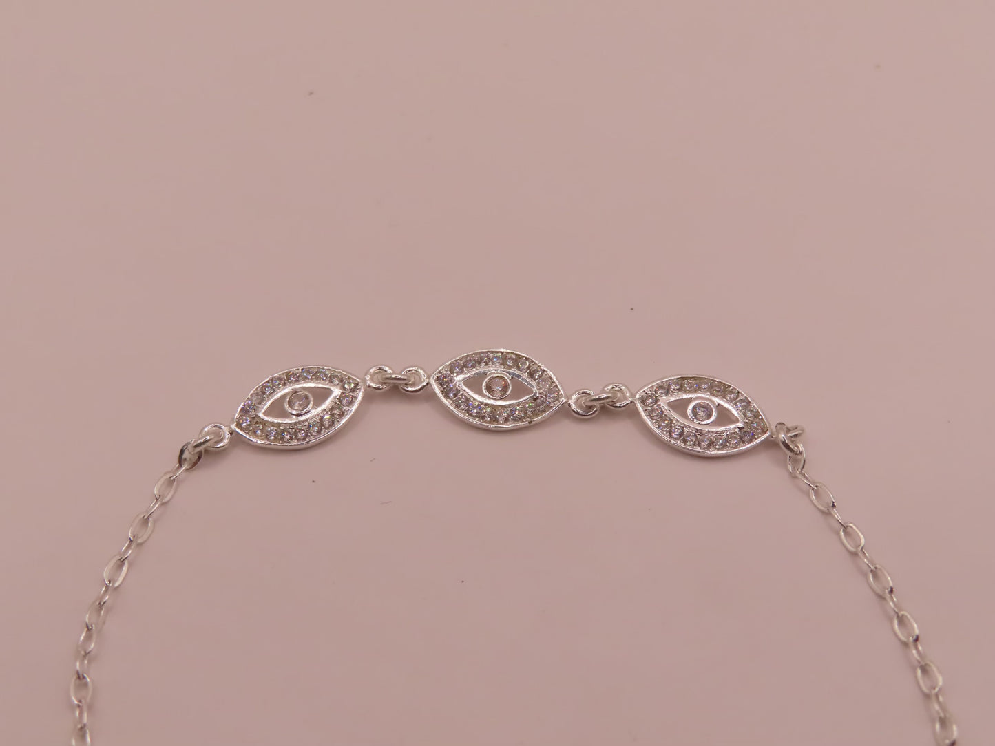 925 silver evil eye bracelet 7in