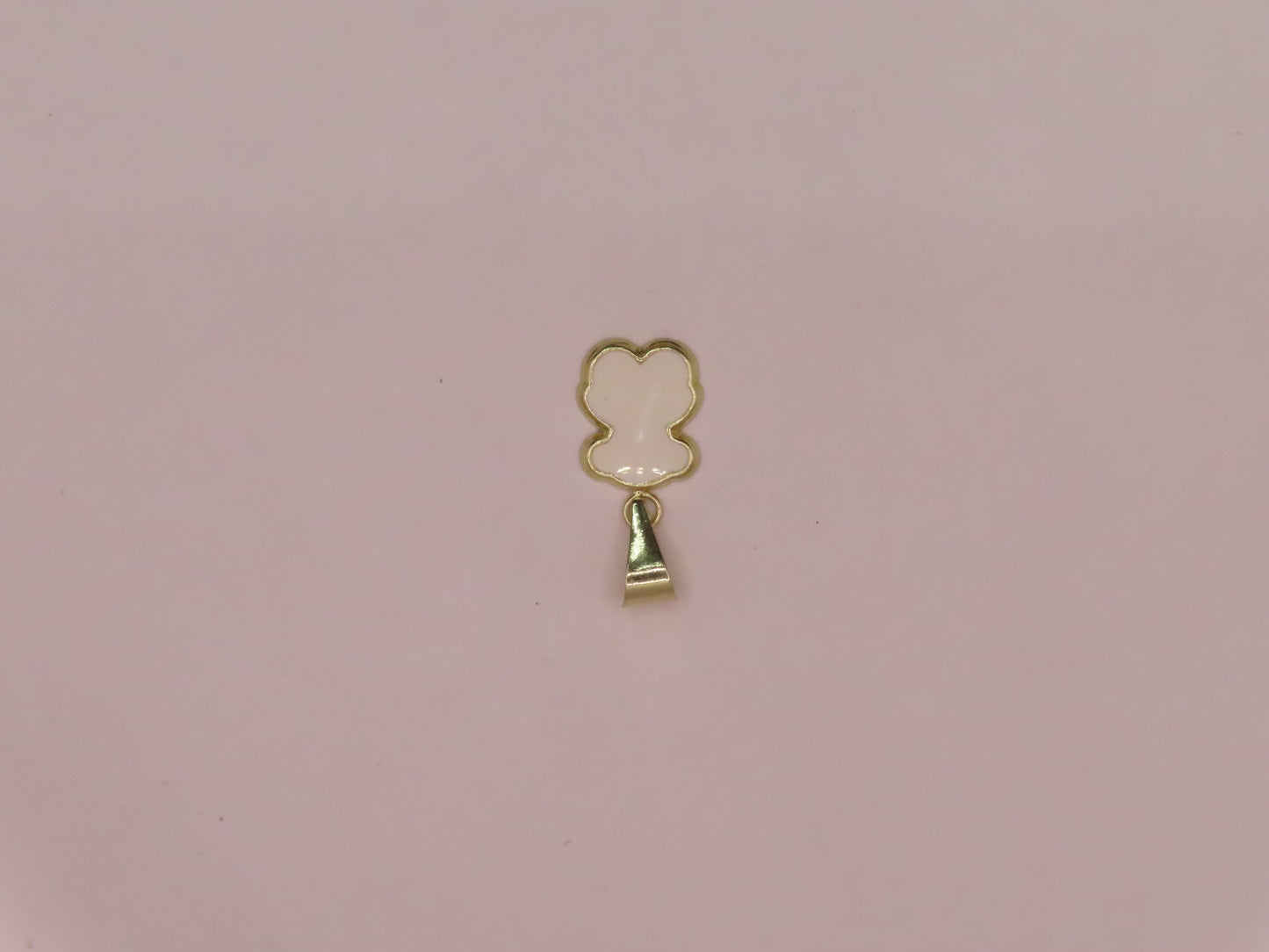 10k Gold white mini bear pendant