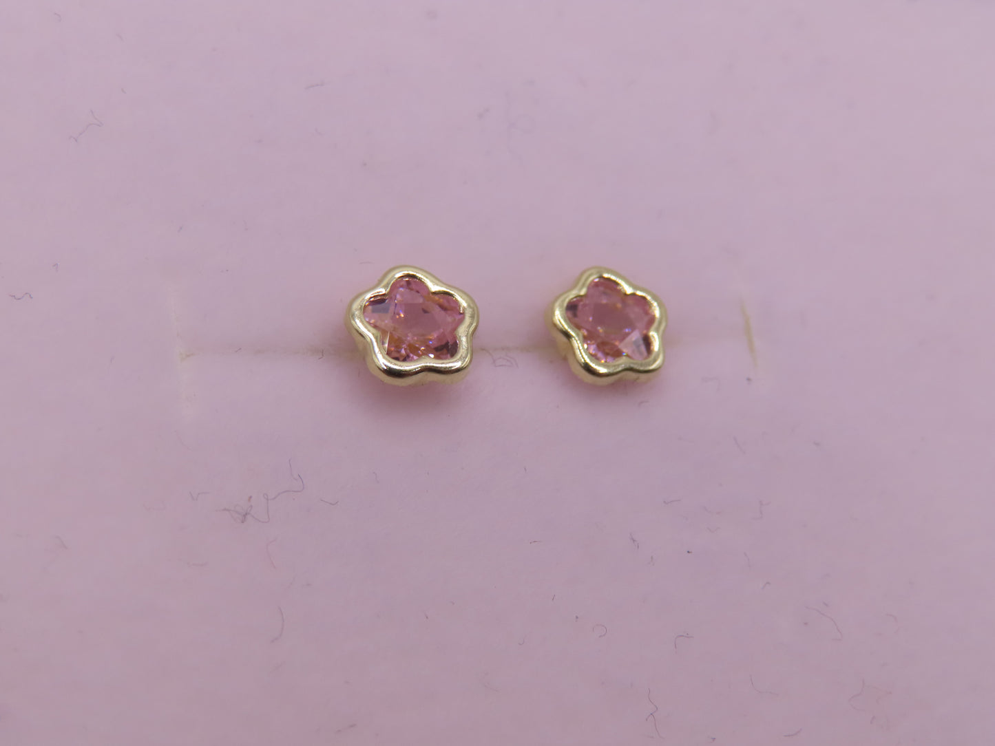 10k Gold Pink Flower Earrings