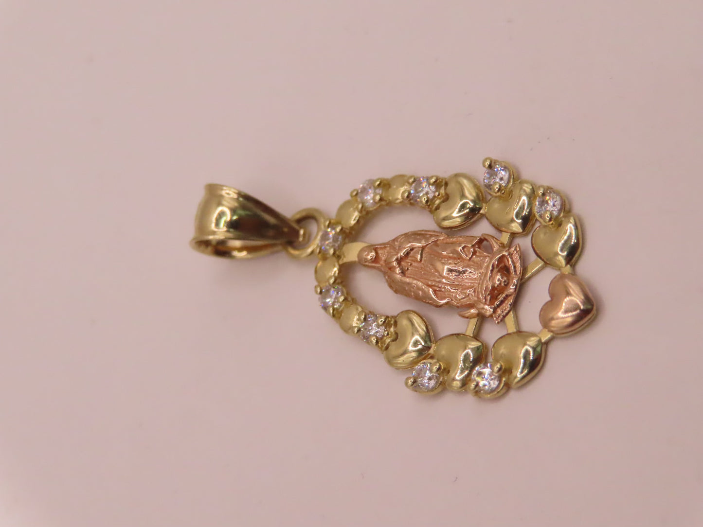 14k Gold virgen pendant 1.2in