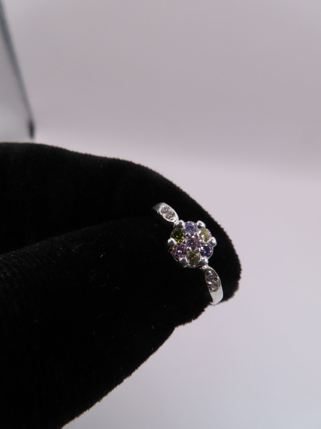 925 silver colorful flower ring