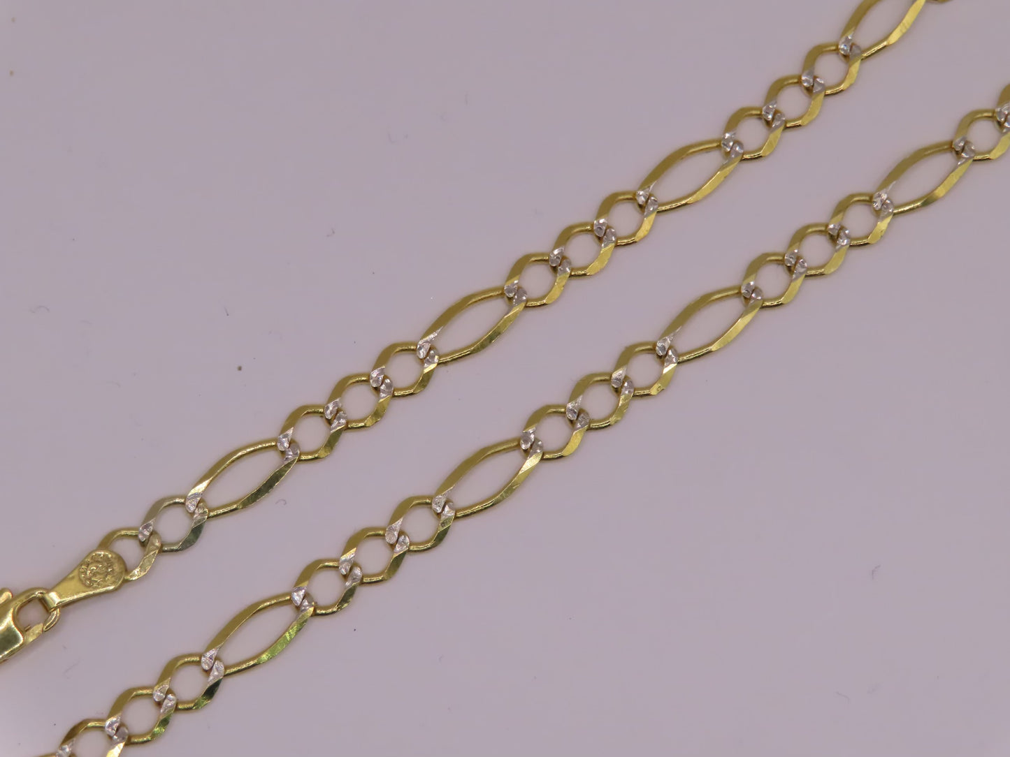 10k gold diamond cut figaro chain 24in/5mm