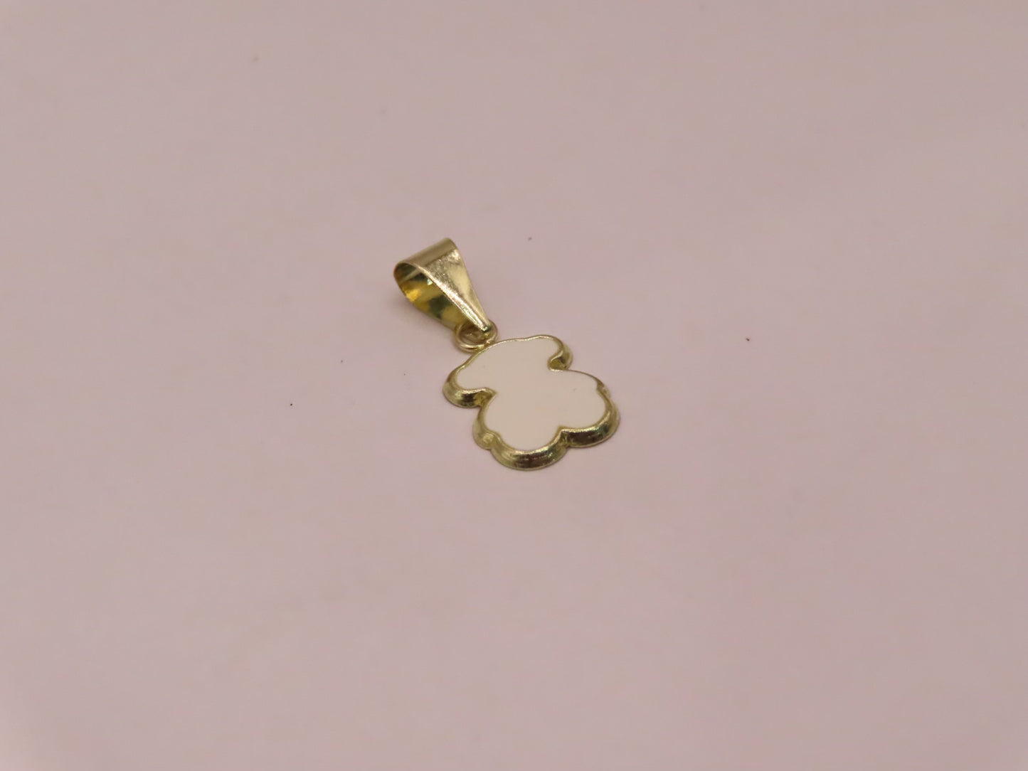 10k Gold white mini bear pendant