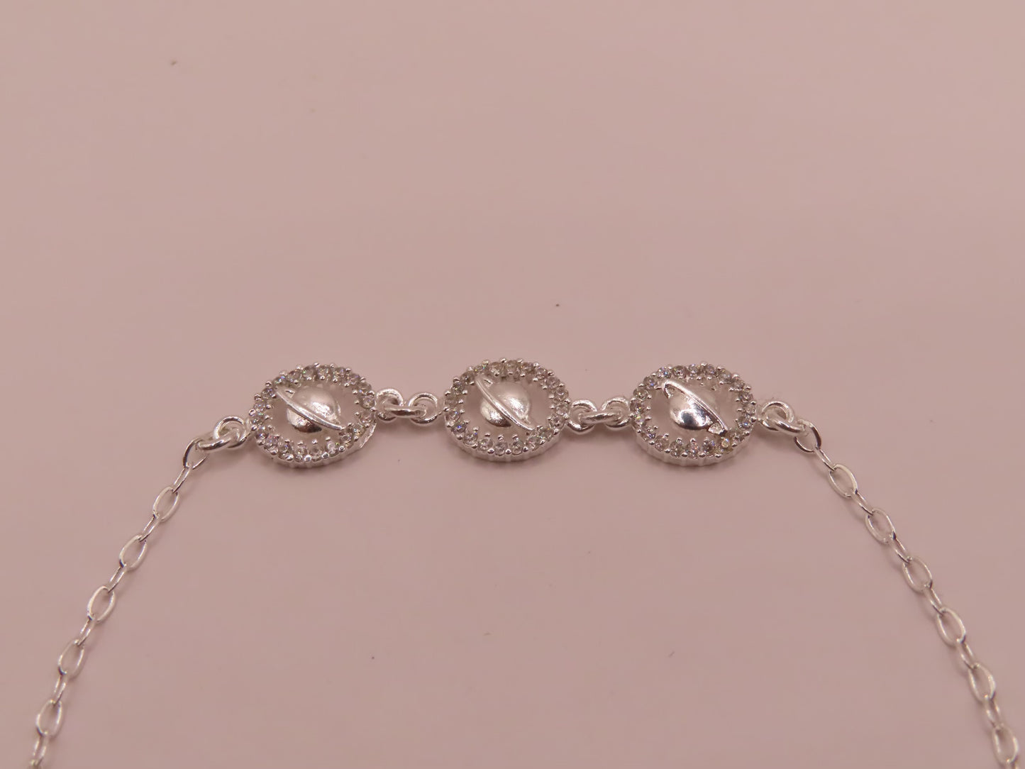 925 silver Saturn bracelet 7.5in