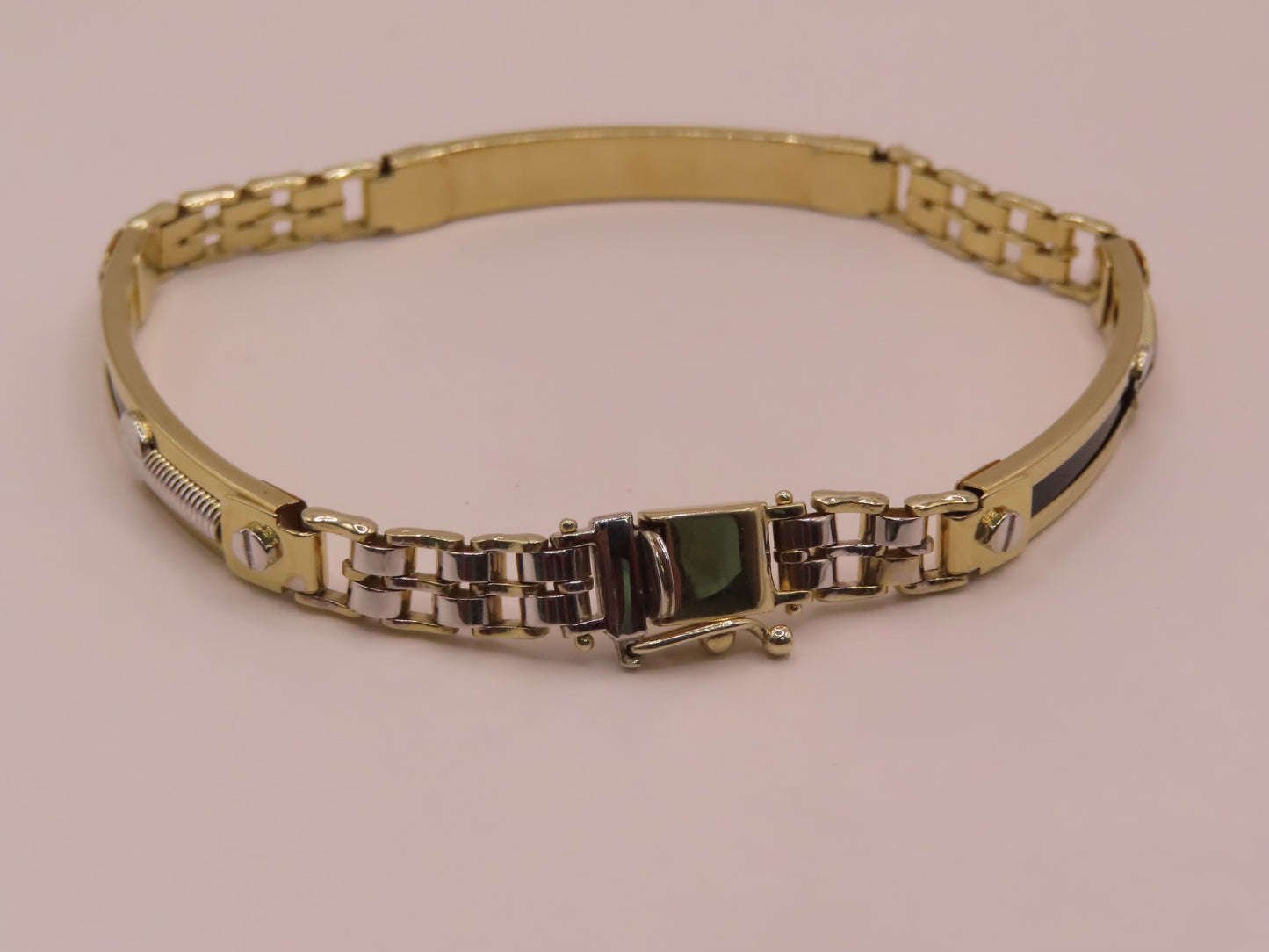 2tones 10k gold bracelet 8.5in/6mm
