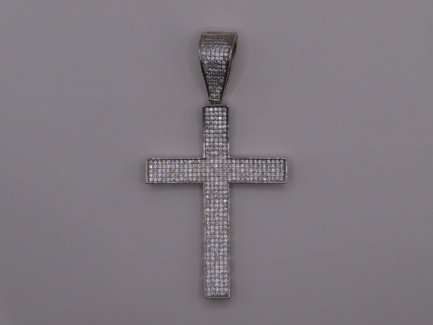 Curve Cross Pendant w/CZ 7.5cm/4cm