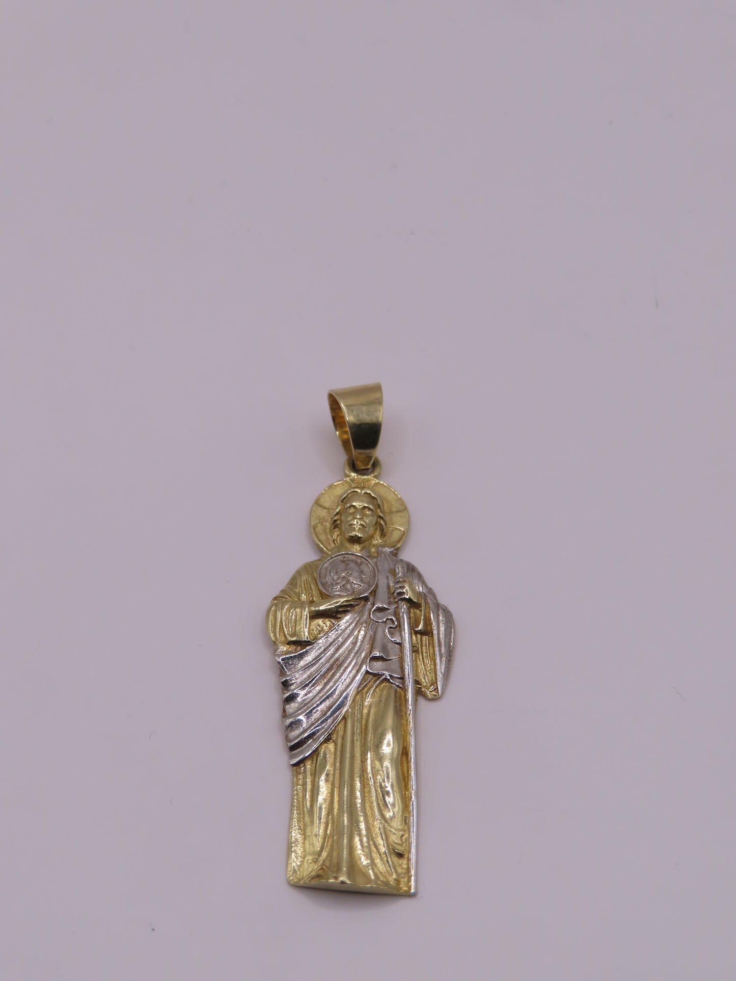 10k 2 tones gold San Judas Pendant 2in 8.97g