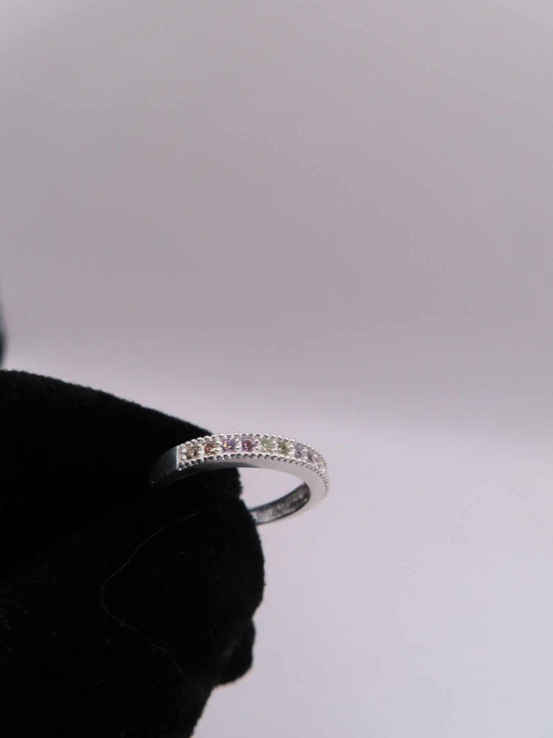925 silver band w/ colorful cz
