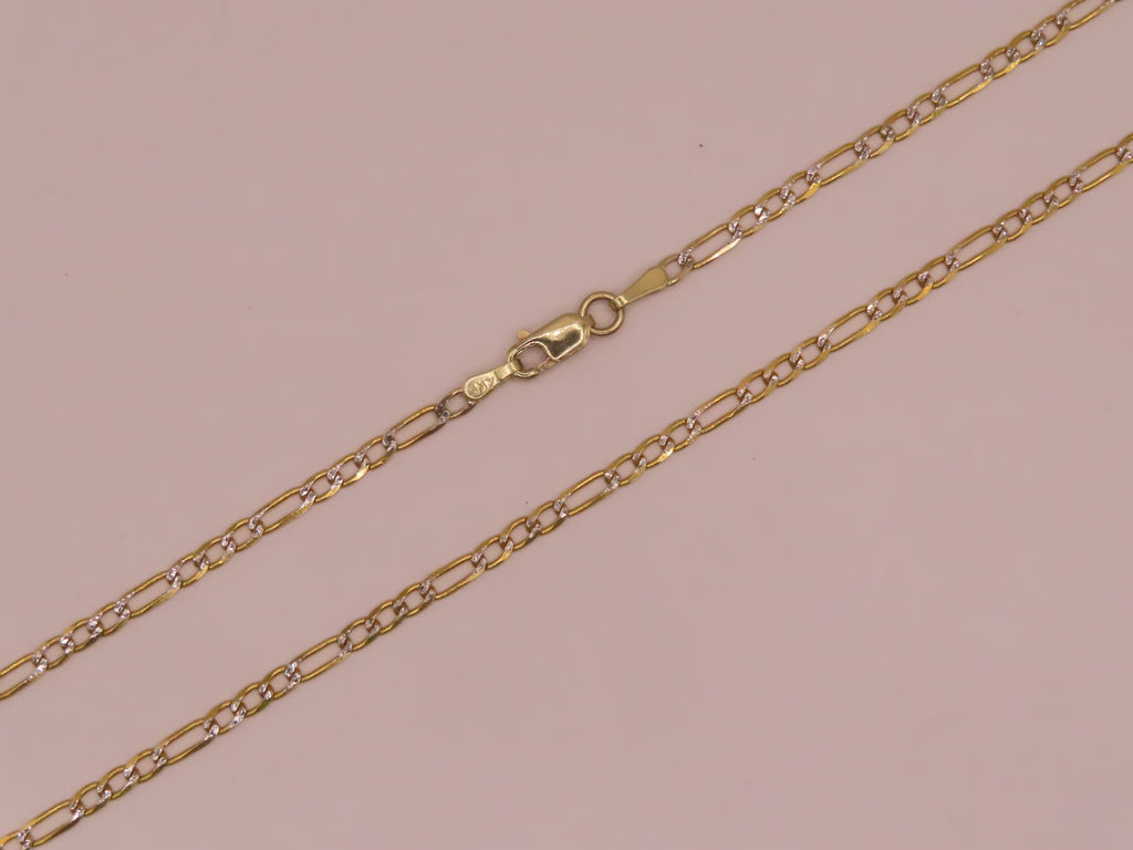 14k Gold diamond cut figaro chain