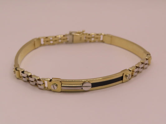 2tones 10k gold bracelet 8.5in/6mm