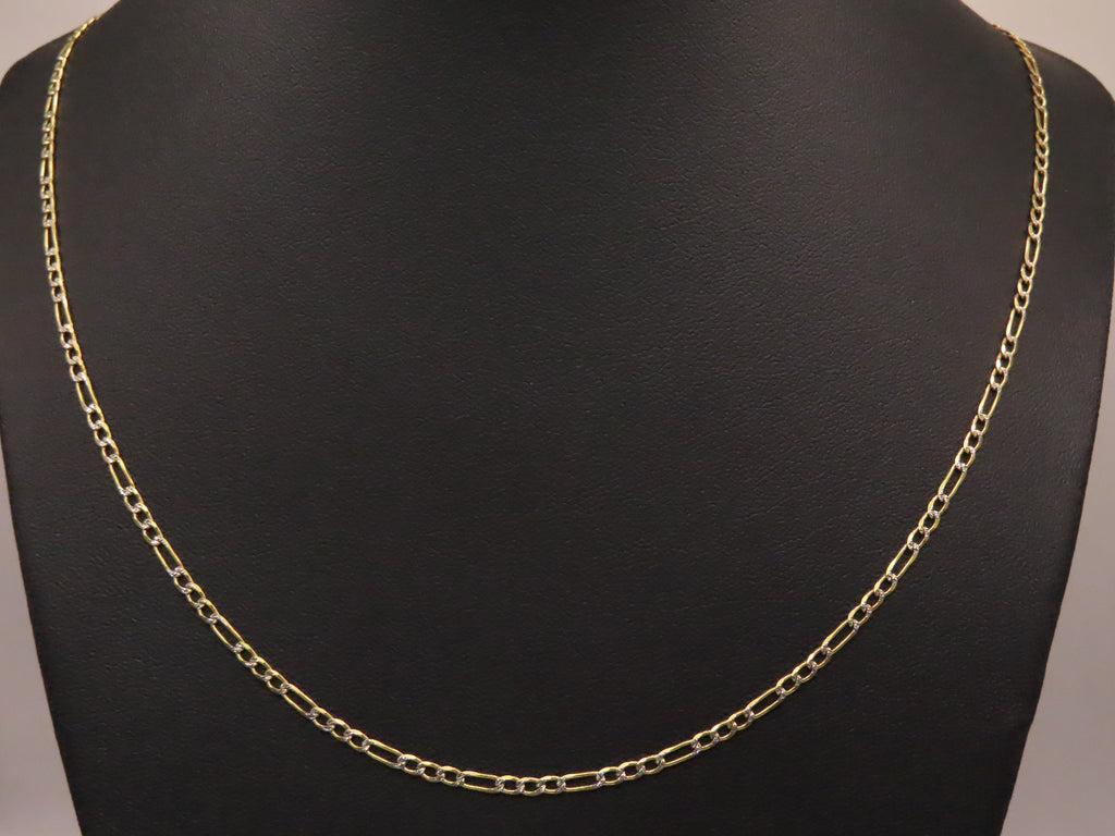 14k Gold diamond cut figaro chain