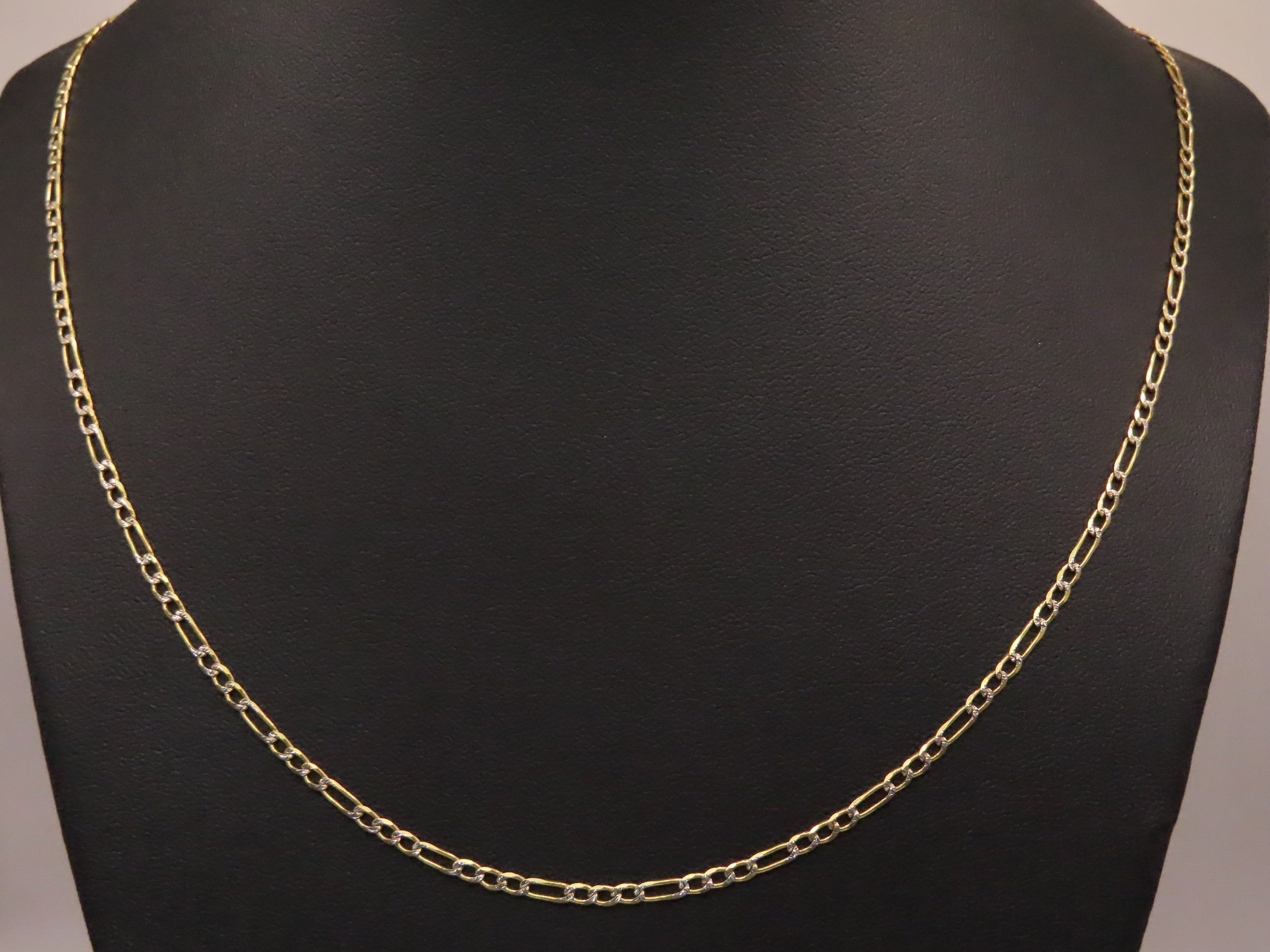 14k Gold diamond cut figaro chain