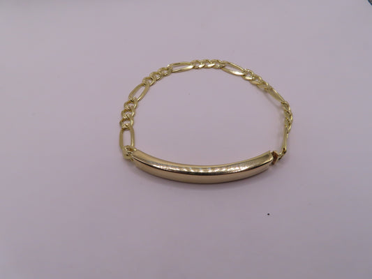 10k gold diamond cut Figaro bracelet 9.3in/6mm(14.53g)