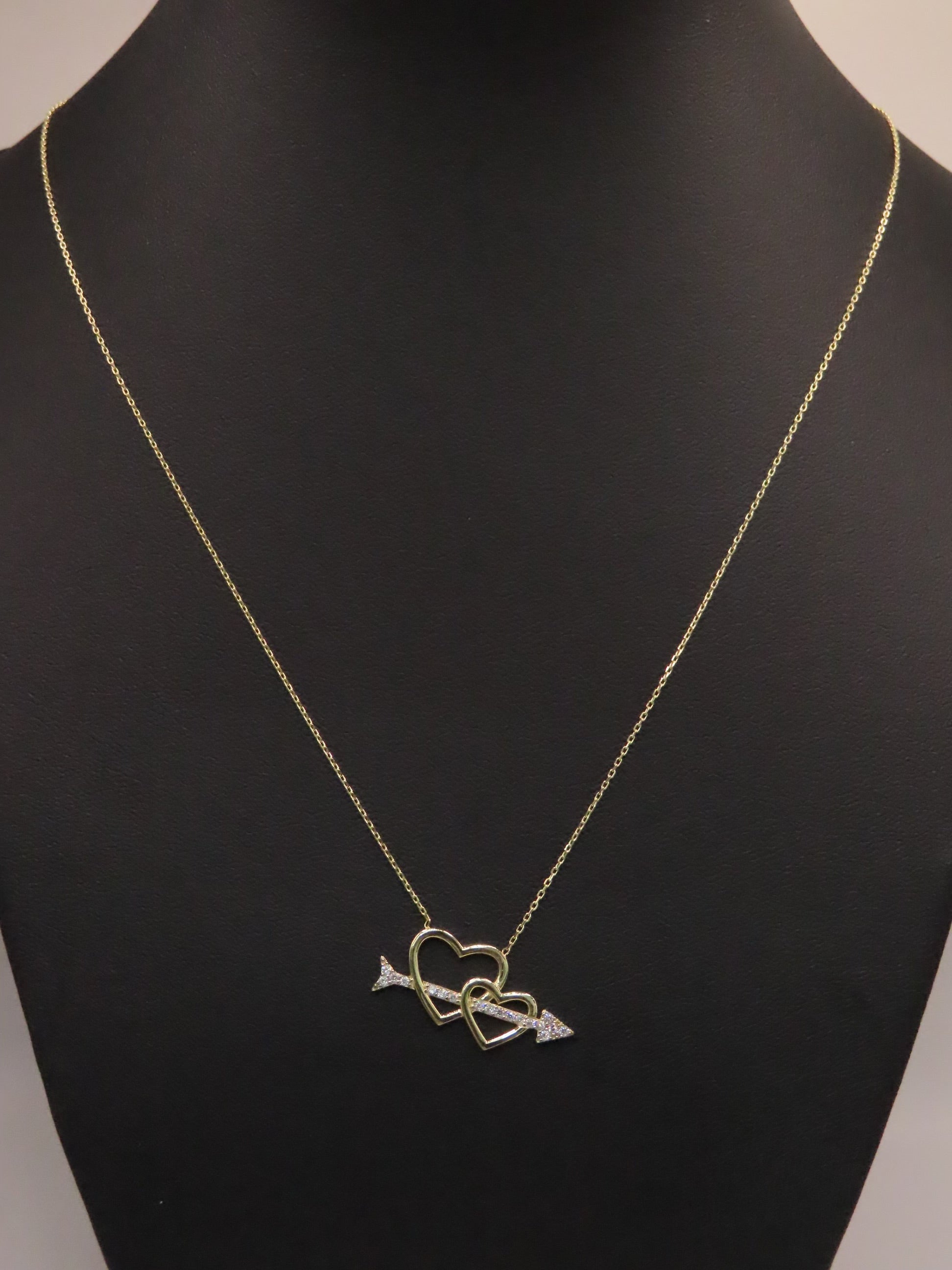 14k Gold double hearts necklace
