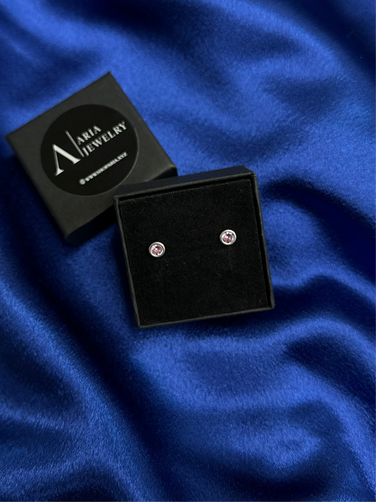 925 silver pink earrings