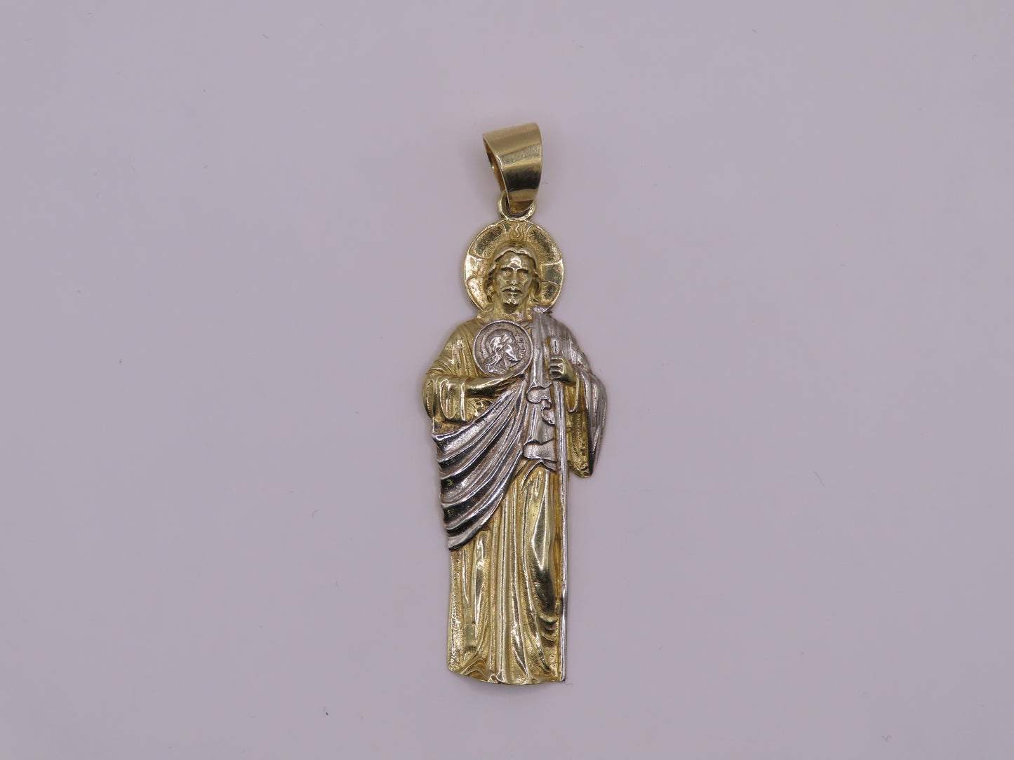 10k 2 tones gold San Judas Pendant 2in 8.97g