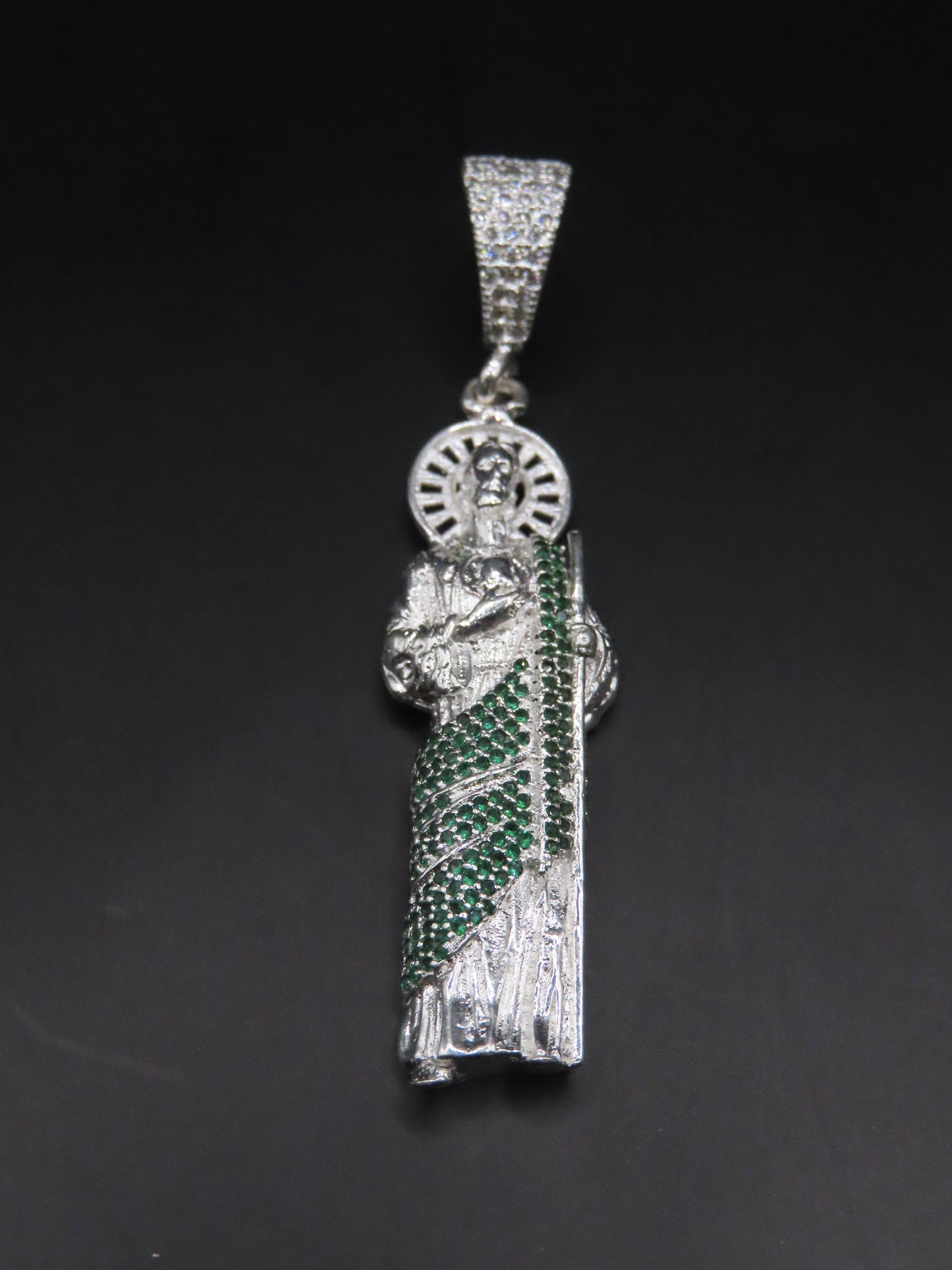 925 silver San Judas pendant 2.6in