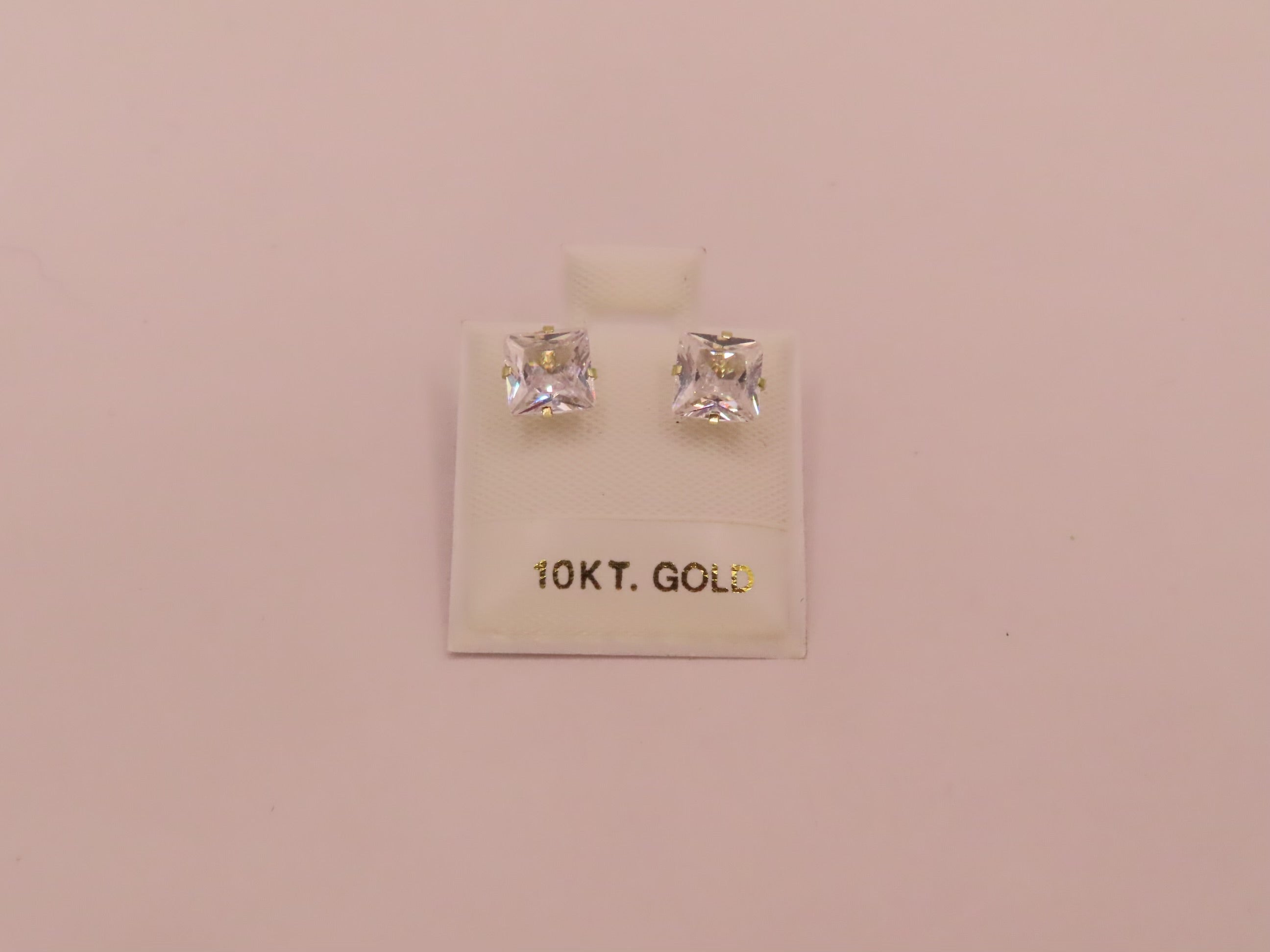10k Gold big square zirconia earrings