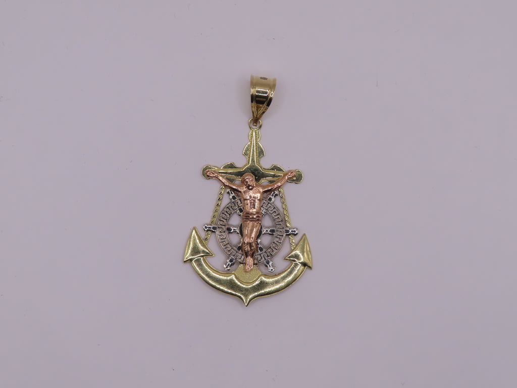 10k 3 tone GOLD ANCHOR 2.5in  (6.93g)