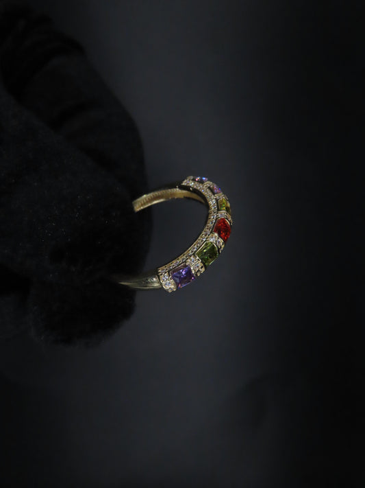 10k Gold rainbow ring sz 9 (2.48g)