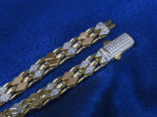 10k gold bracelet (yellow gold & rose gold w/cz ) 7.5in/7mm