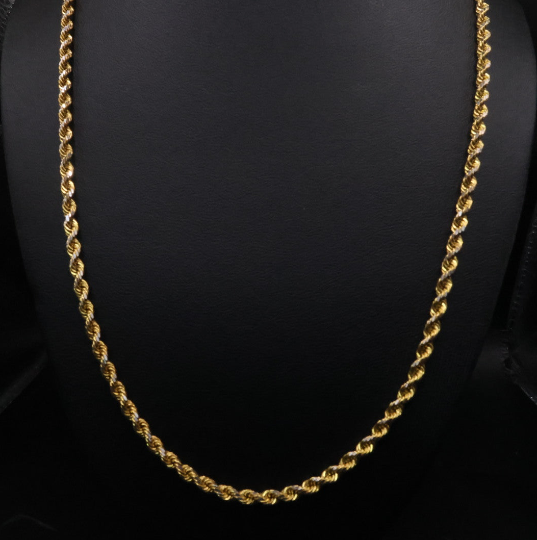 10k gold semi-hollow rope chain 21.5in/3mm (8.69gr)