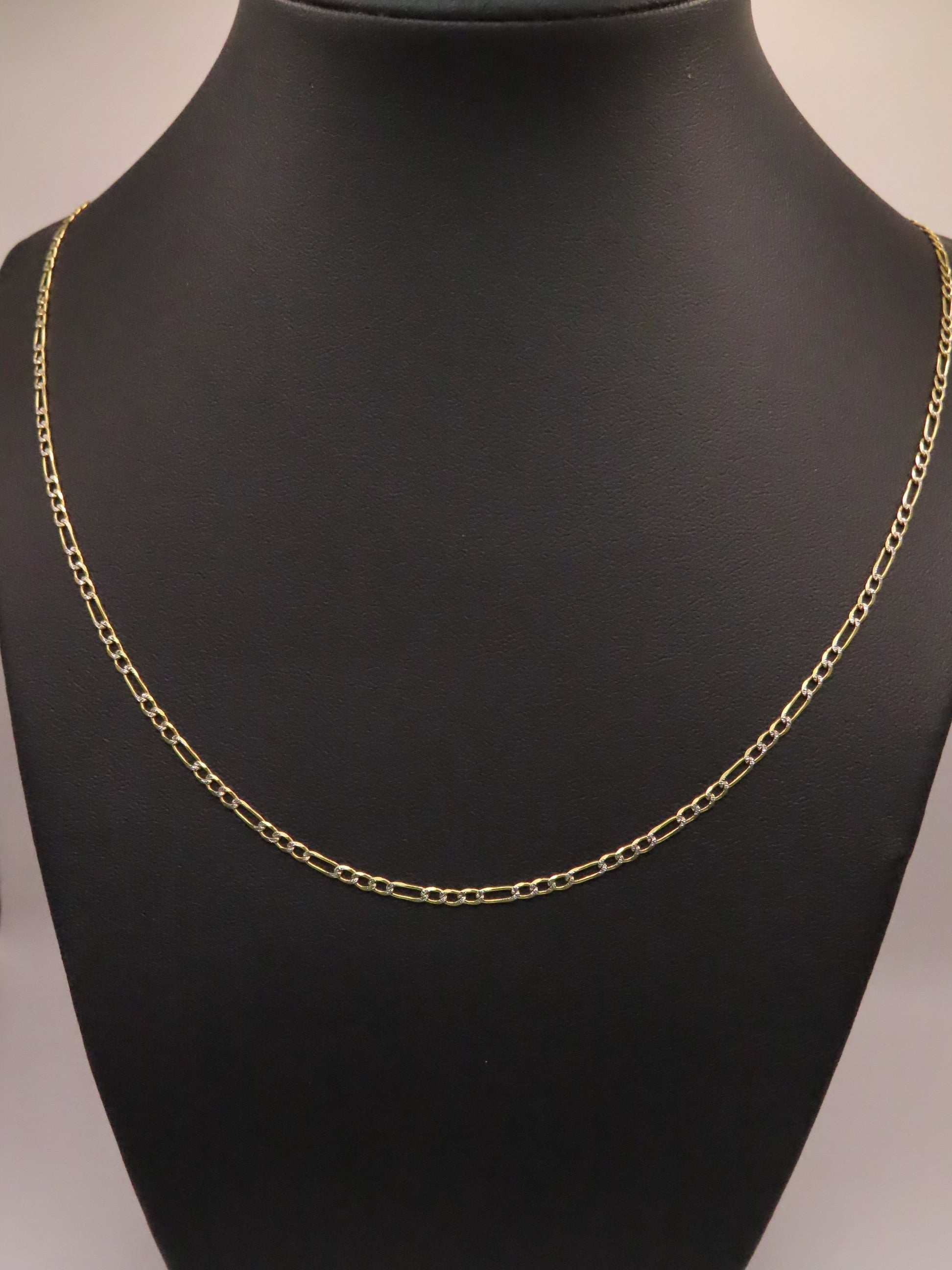 14k Gold diamond cut figaro chain
