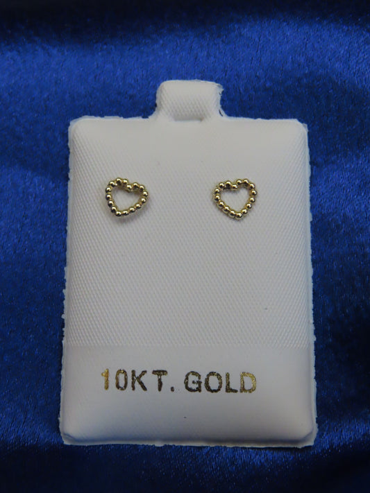 Heart  10k gold stud earrings