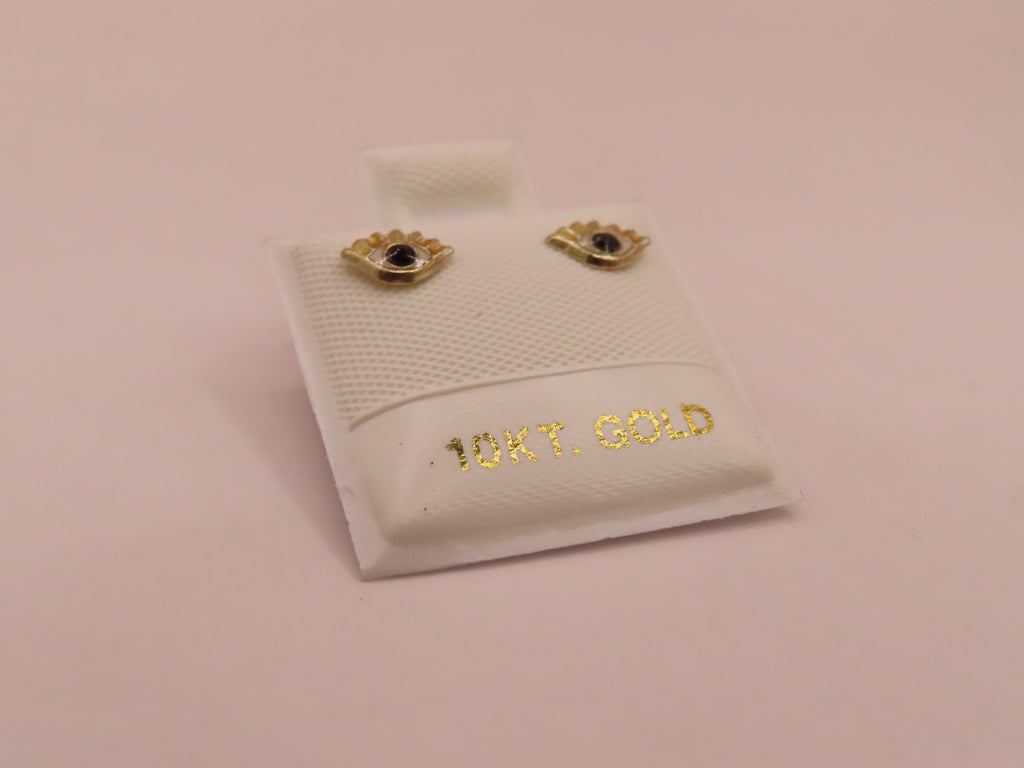 10k Gold Mini evil black eye earring