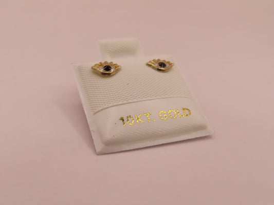 10k Gold Mini evil black eye earring