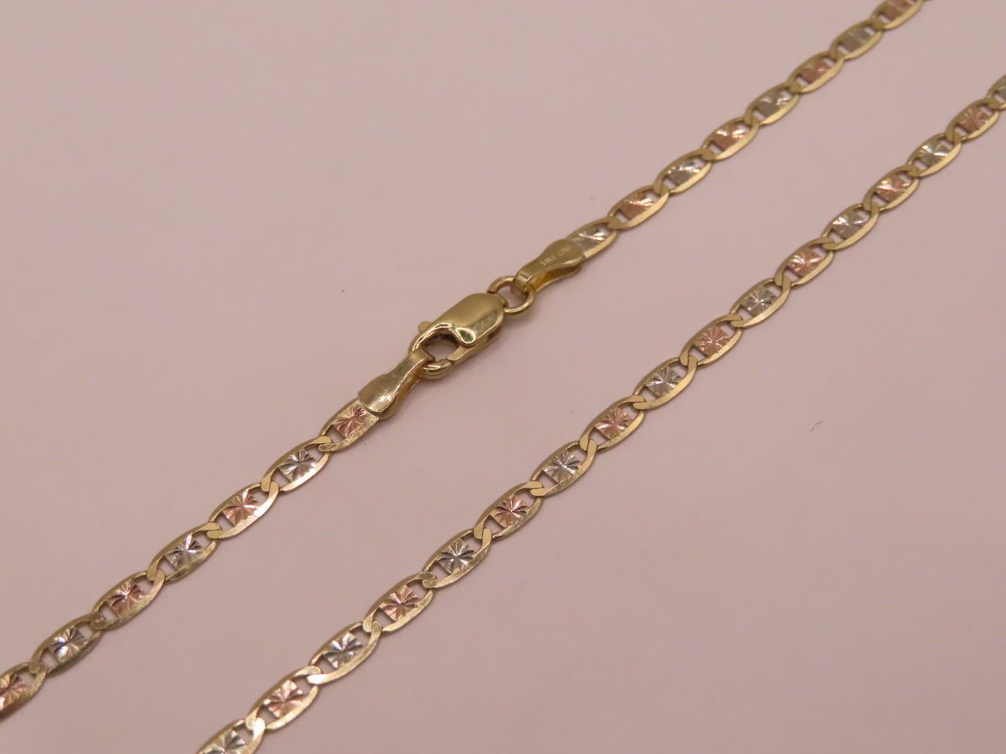 14k diamond cut 3tones gold chain