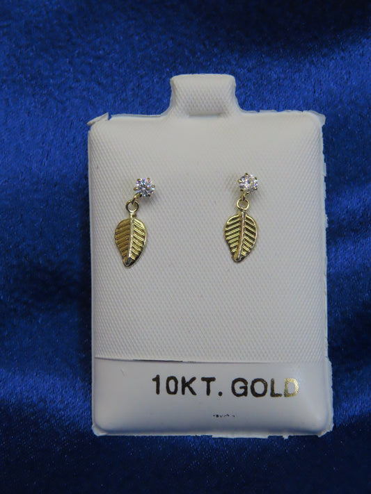 Leaves 10k gold stud earrings