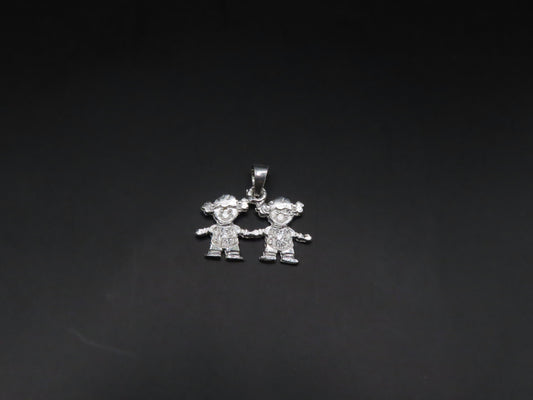 925 silver 2 girls pendant