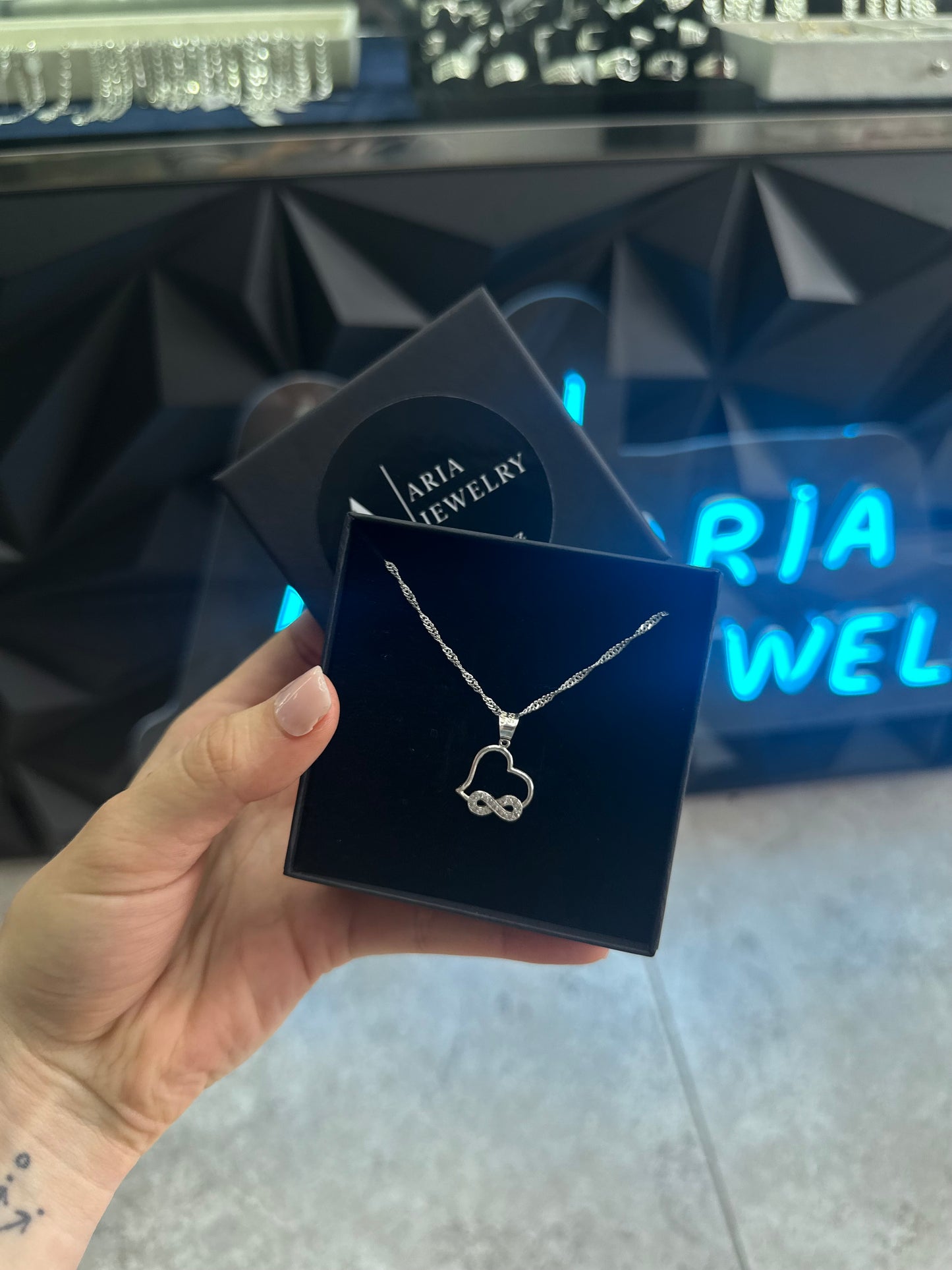 925 silver heart w/infinite set