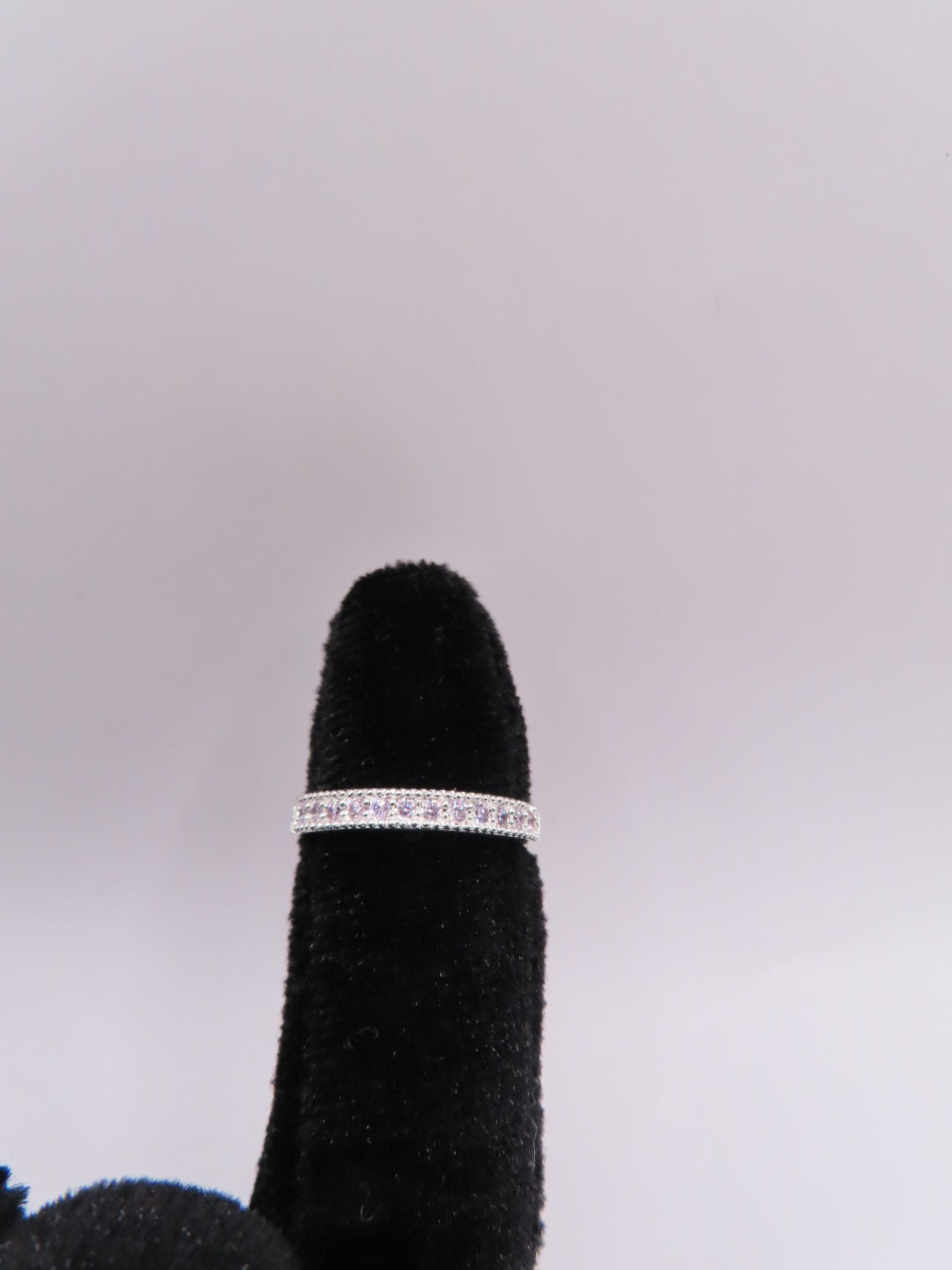 925 silver band w/pink cz ring