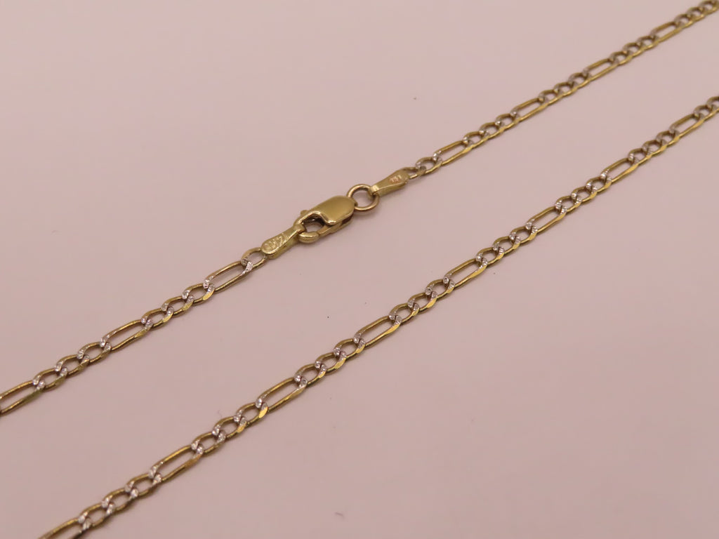 14k Gold diamond cut figaro chain