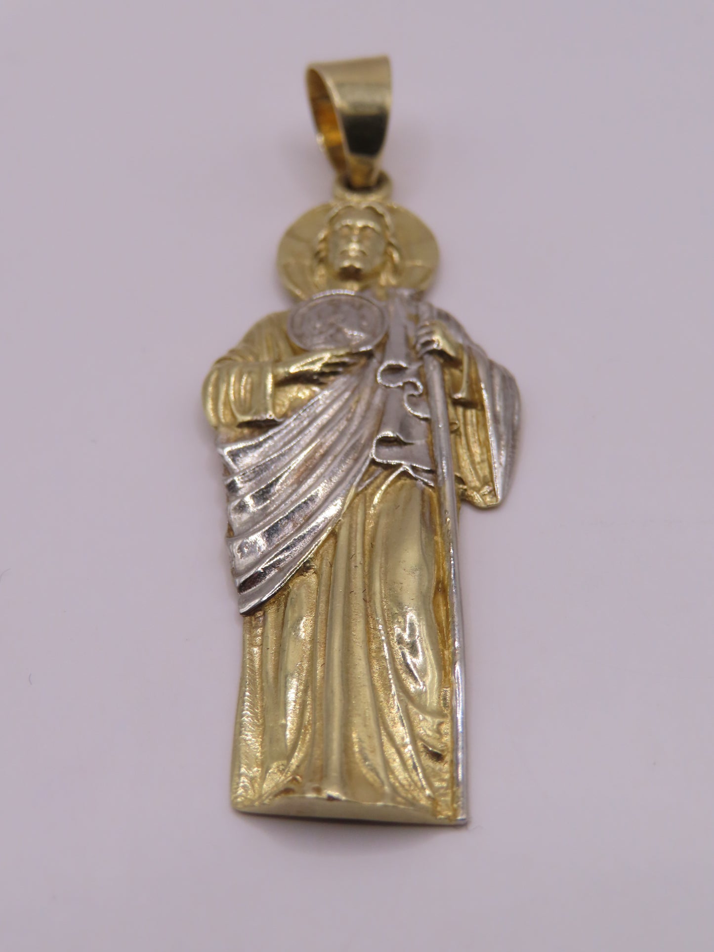 10k 2 tones gold San Judas Pendant 2in 8.97g