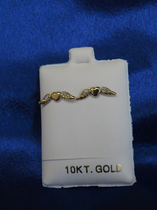 Heart w/wings 10k gold stud earrings
