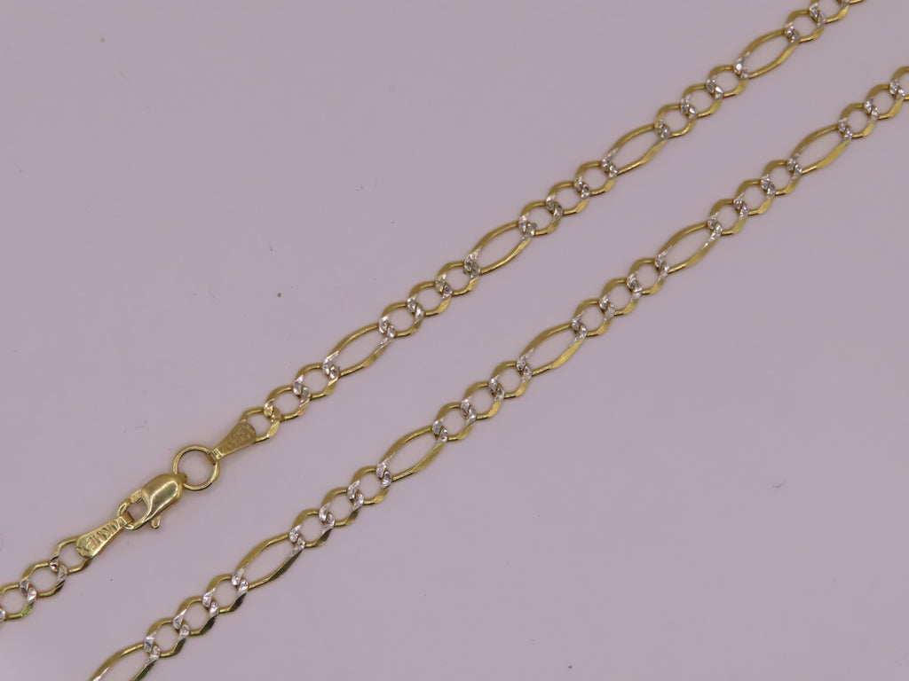 10k gold diamond cut figaro chain 24in/5mm