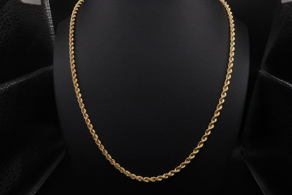 10k gold hollow rope chain 19in/3mm (4.85gr)