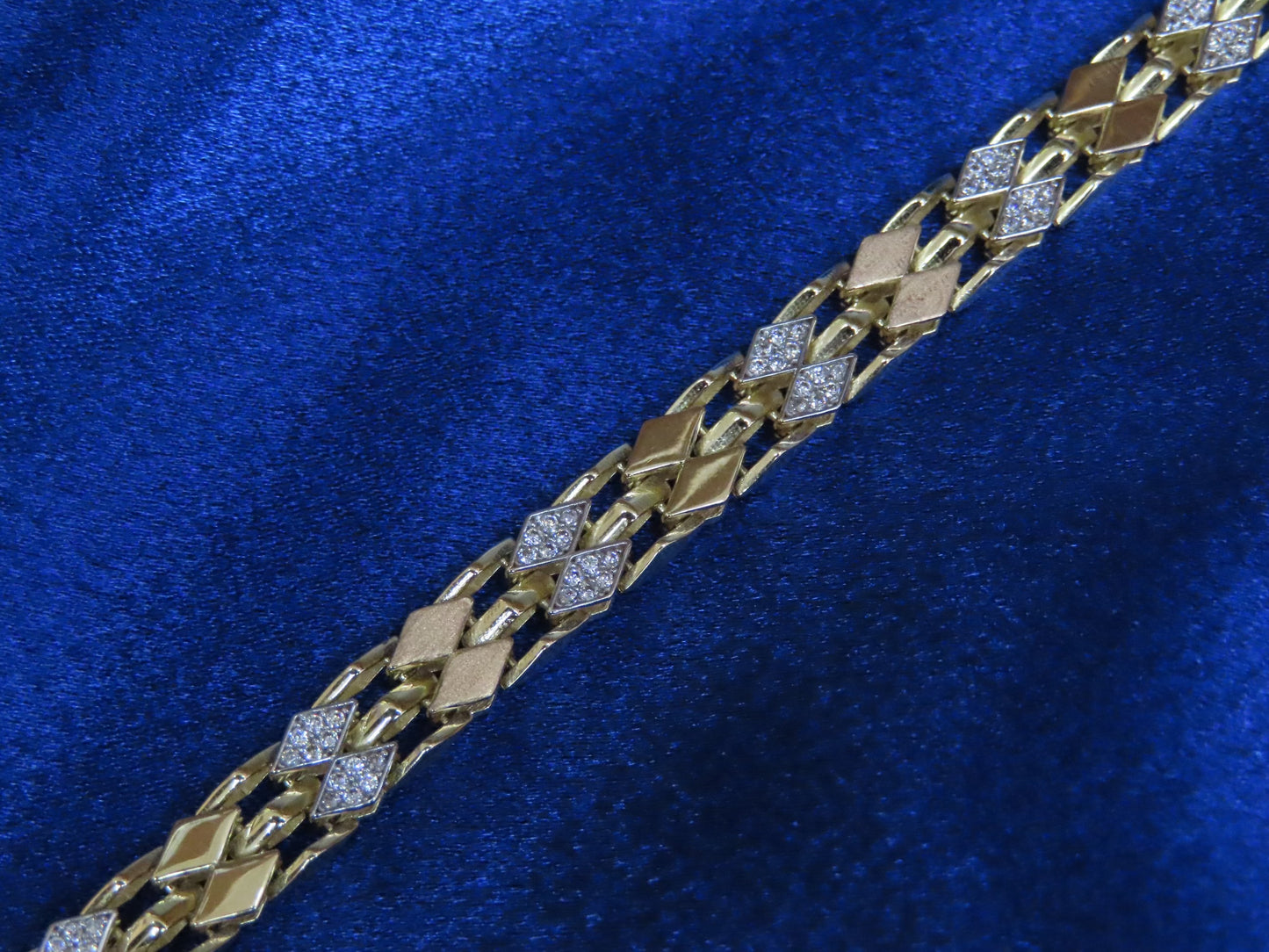 10k gold bracelet (yellow gold & rose gold w/cz ) 7.5in/7mm