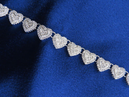 Hearts bracelet w/cz 8in