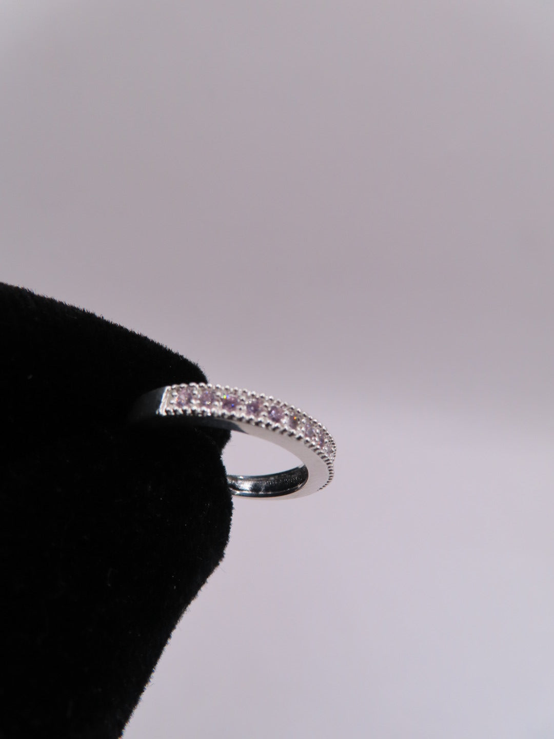925 silver band w/pink cz ring