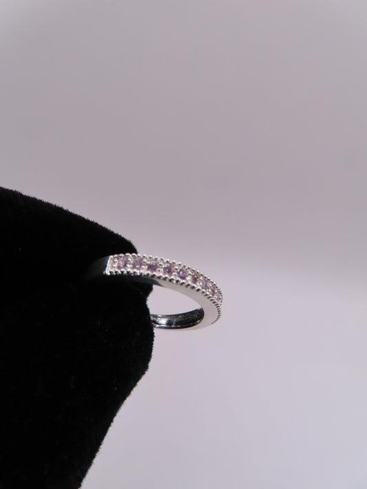 925 silver band w/pink cz ring