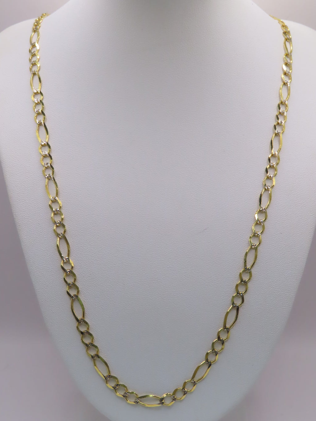 10k gold diamond cut figaro chain 24in/5mm