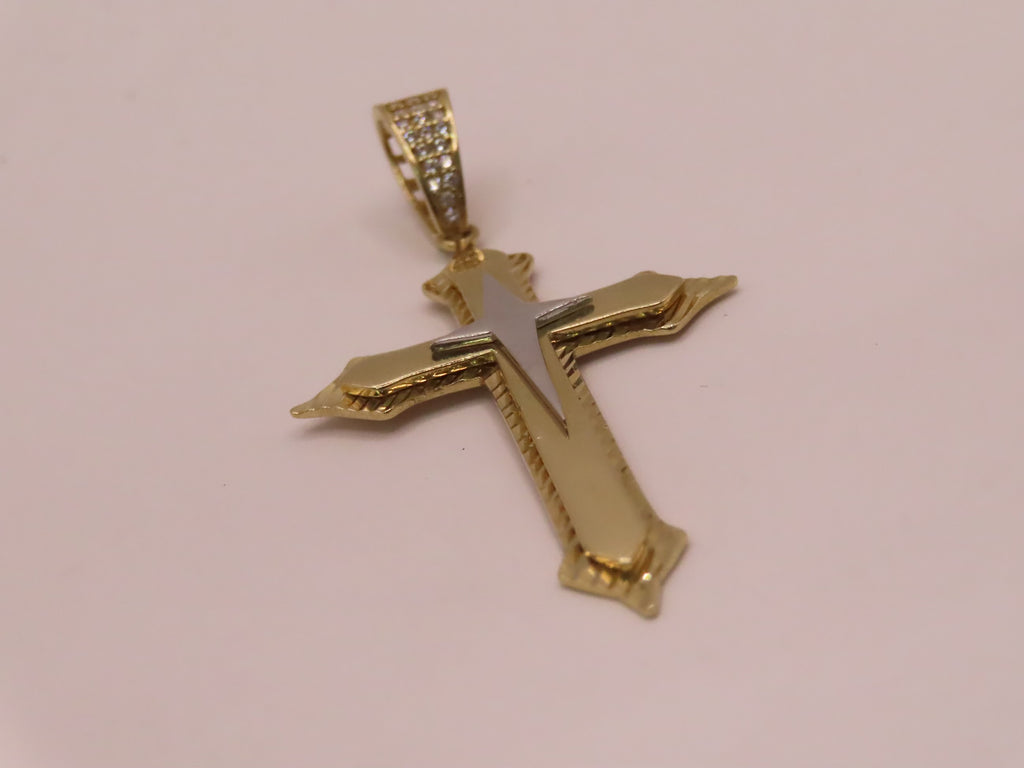 14k Gold cross pendant 2.2in