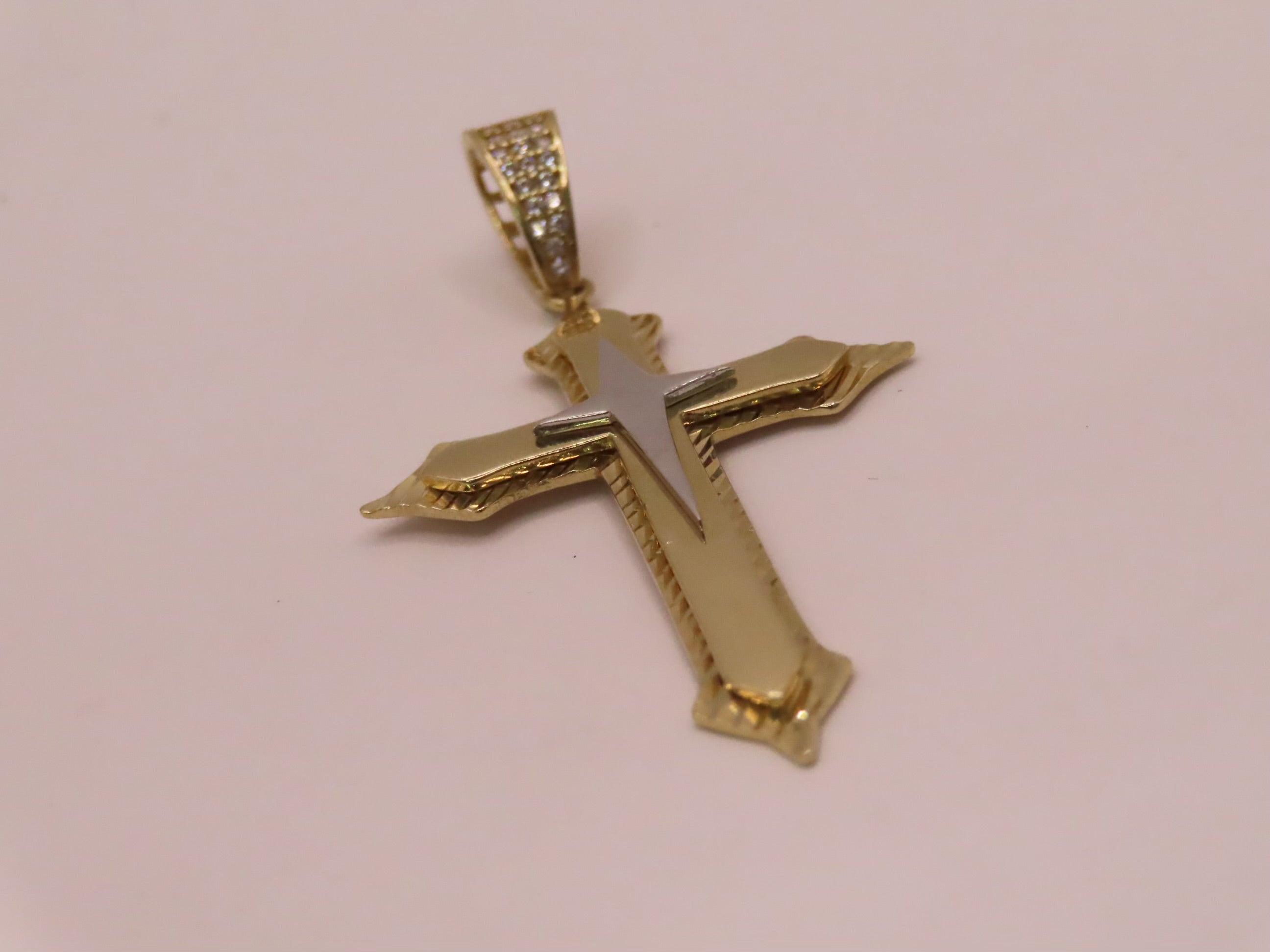14k Gold cross pendant 2.2in