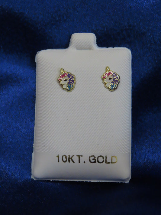 Unicorn 10k gold stud earrings