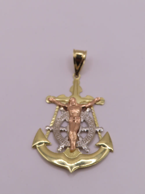 10k 3 tone GOLD ANCHOR 2.5in  (6.93g)