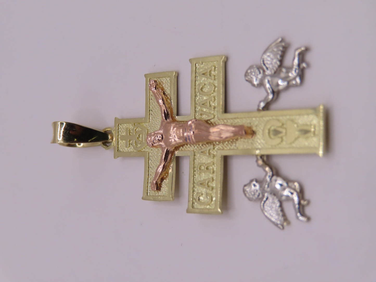 10k 3tones Gold Caravaca Cross 2in 3.87g